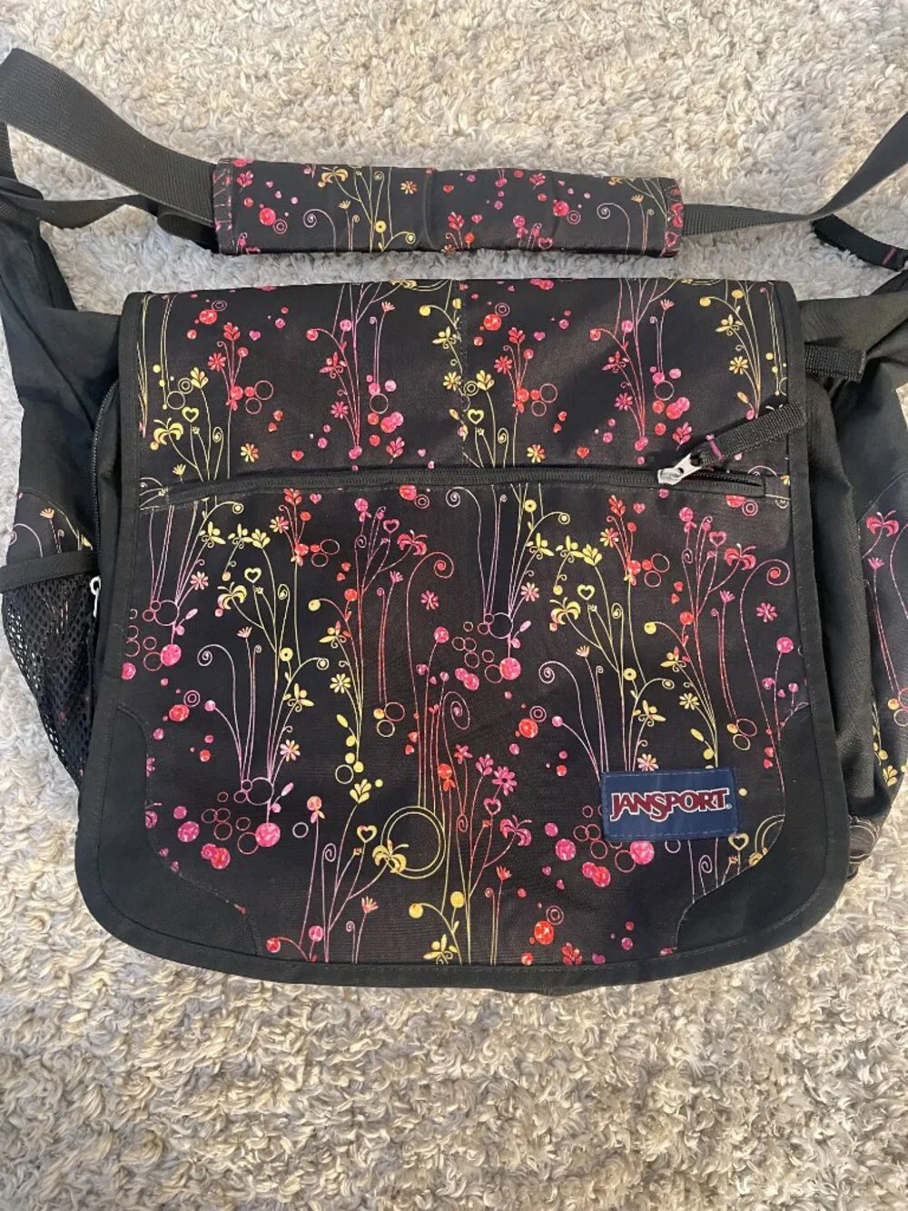 JanSport Floral Messenger Laptop Bag Coquette Y2K College Aesthetic